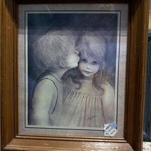 Framed Vintage Art Print with Children vintage